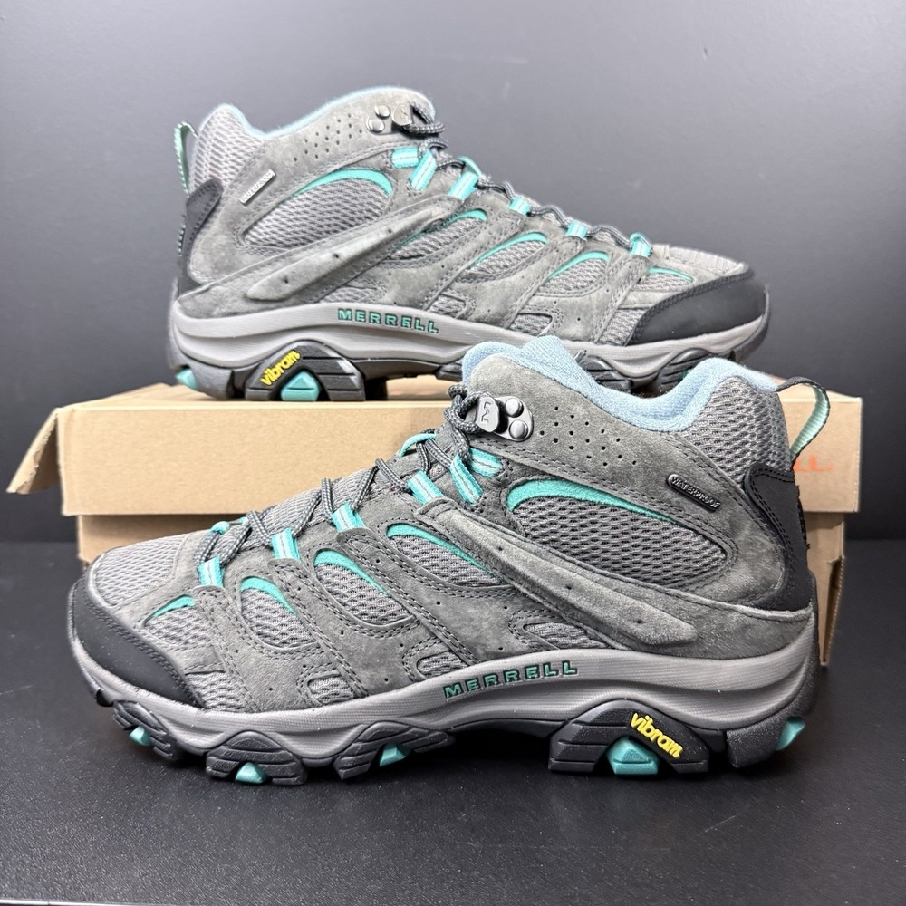 Merrell Womens Moab 3 Mid‎ Size 12 Waterproof Hiking Boot Granite Marine J035850